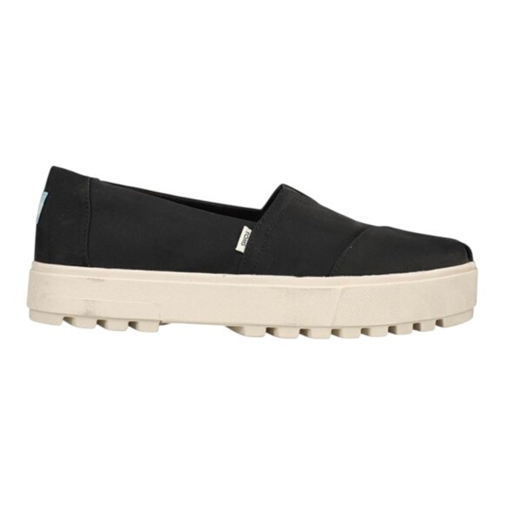 TOMS Alpargata Lug Black Canvas Platform Slip On Shoes Womens !0 Lugged Sole